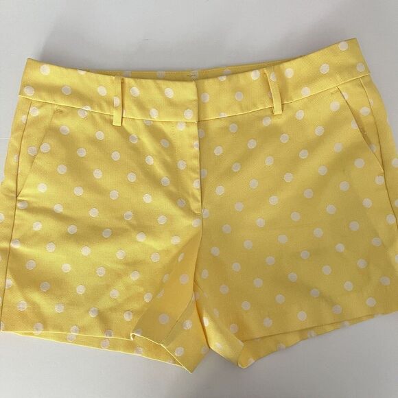 Ann Taylor Pants - Ann Taylor Shorts Yellow White Polka Dot‎ Womens 8